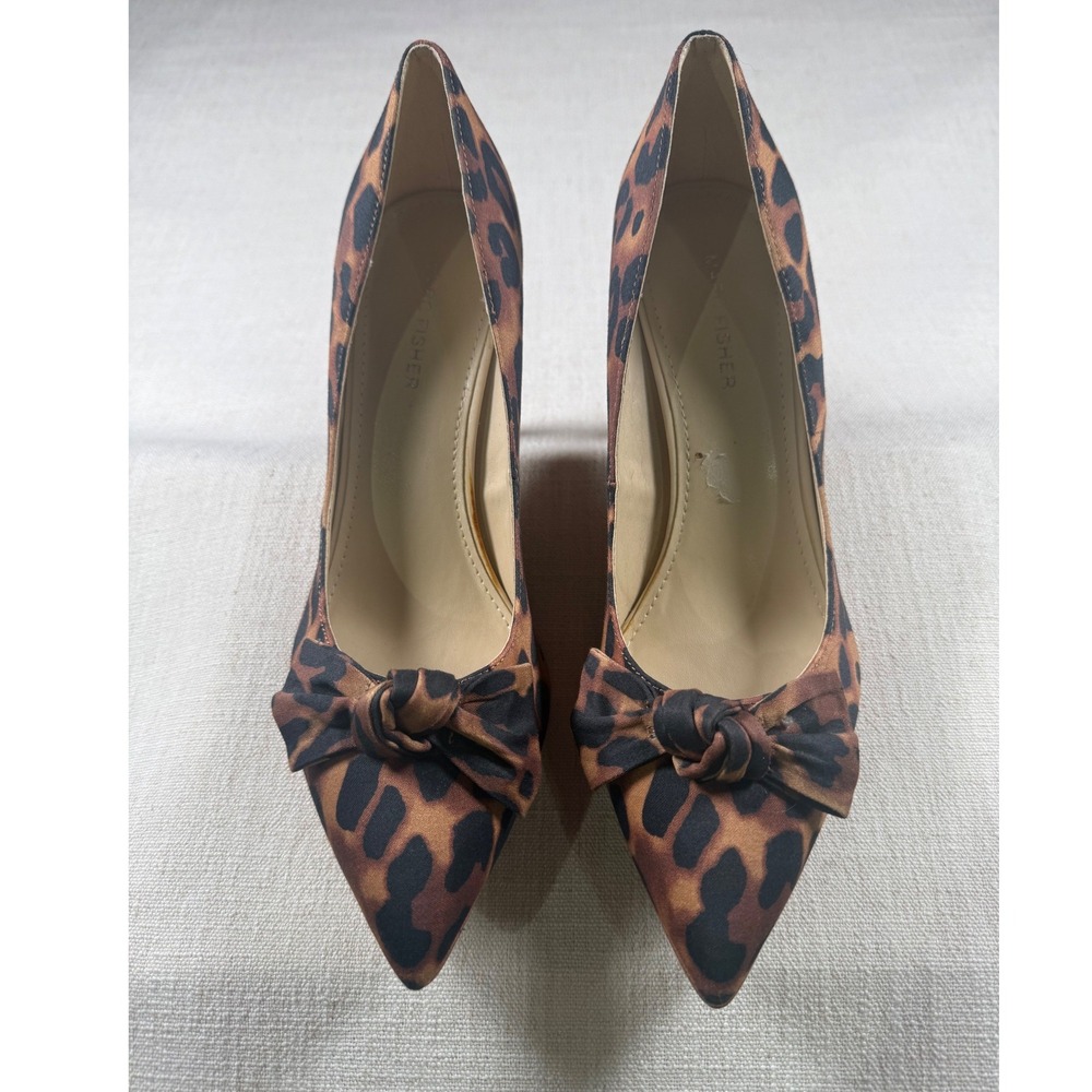 Marc Fisher Womens Leopard Print Pointed Toe Bow Pumps Brown Black Stiletto 10M